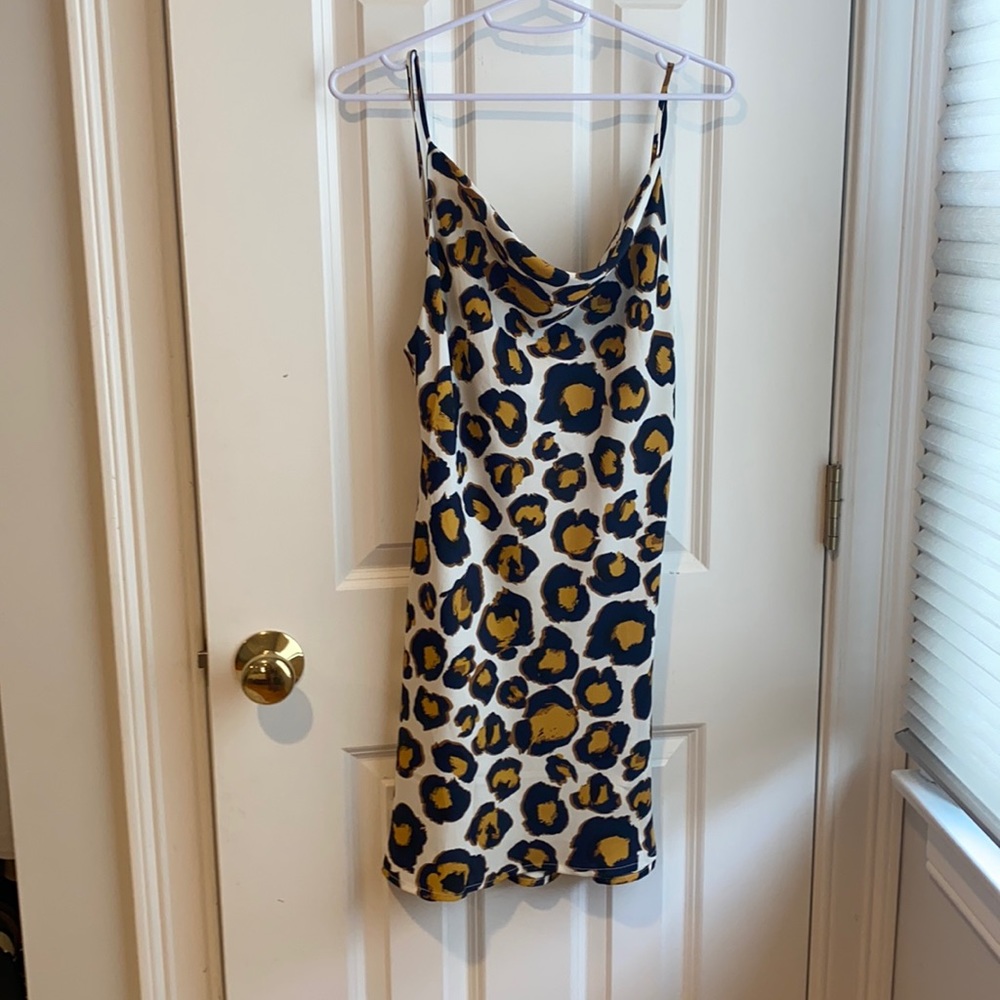 Cowl neck cheetah mini dress